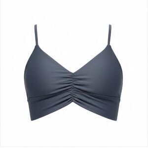 ALO Yoga Ruched Front Sports Bra Charcoal Gray XS